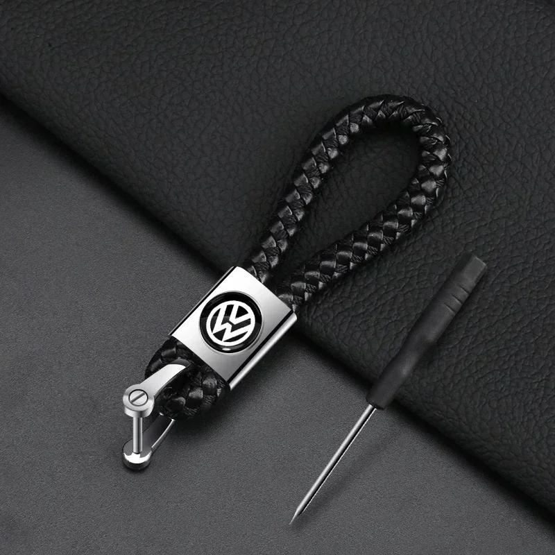 Para Volkswagen VW Llavero de Coche de Metal y Cuero Anillo de Llave Insignia Accesorios Para Volkswagen Golf-5 6 7 MK6 Jetta Lavida Polo Tiguan P