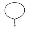 Long Beaded Tiger Stone Necklace for Men Hip Hop Niche High-end Compass Pendant Accessory