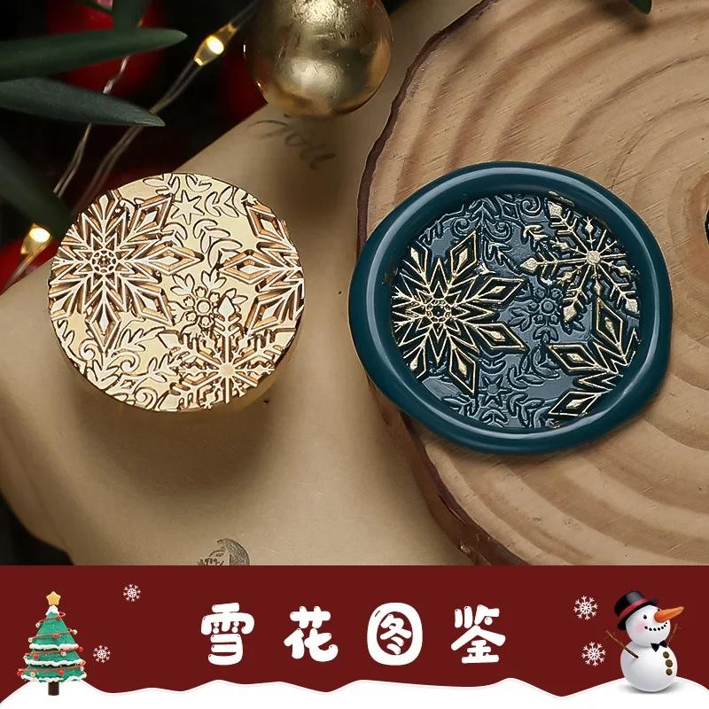 Merry Christmas Wax Stamp Retro Copper Brass Snowflake Reindeer Seal DIY Wax Sealing Stamp Envelope for Wedding Wax Seal HCZ052