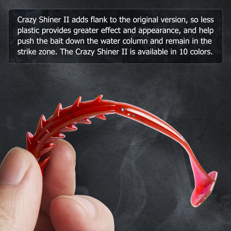 MEREDITH Crazy Shiner II Soft Lure 65 mm 80 mm Rybářská návnada Shad Silikonové návnady T-tail Wobblers Swimbait Umělá polévka leurre