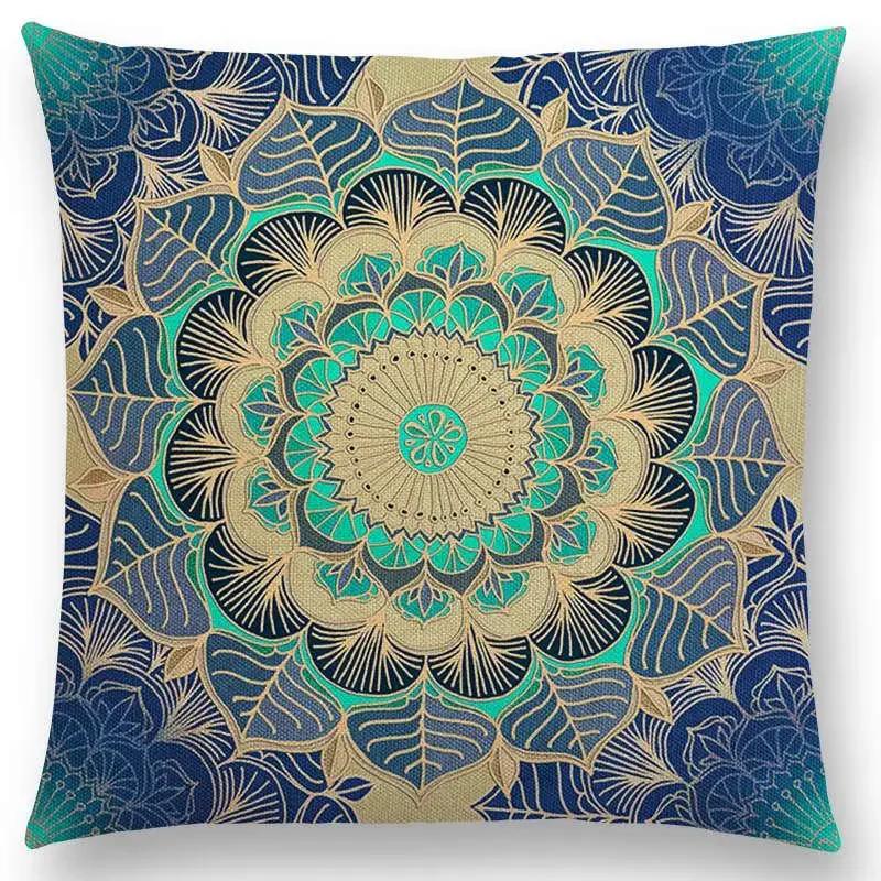 New Fantastic Snowflake Flowers Gorgeous Floral Doodle Colourful Decorative Pattern Mandalas Cushion Cover Sofa Pillow Case