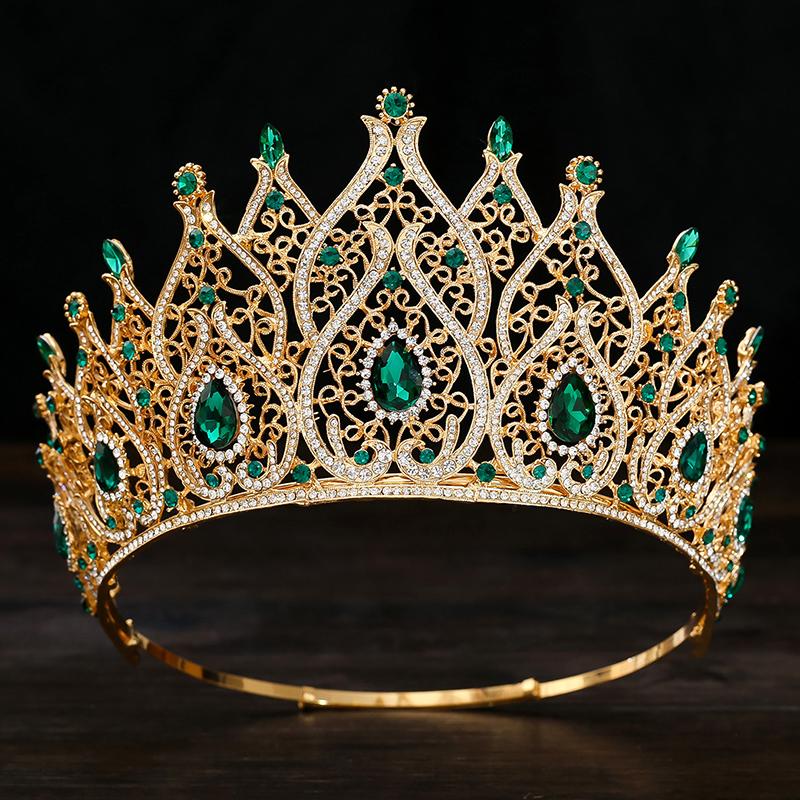 Baroque Vintage Water Drop Bridal Crown Princess Big Tiaras for Party Birthday Wedding Dress Hair Jewelry Pageant Headwear