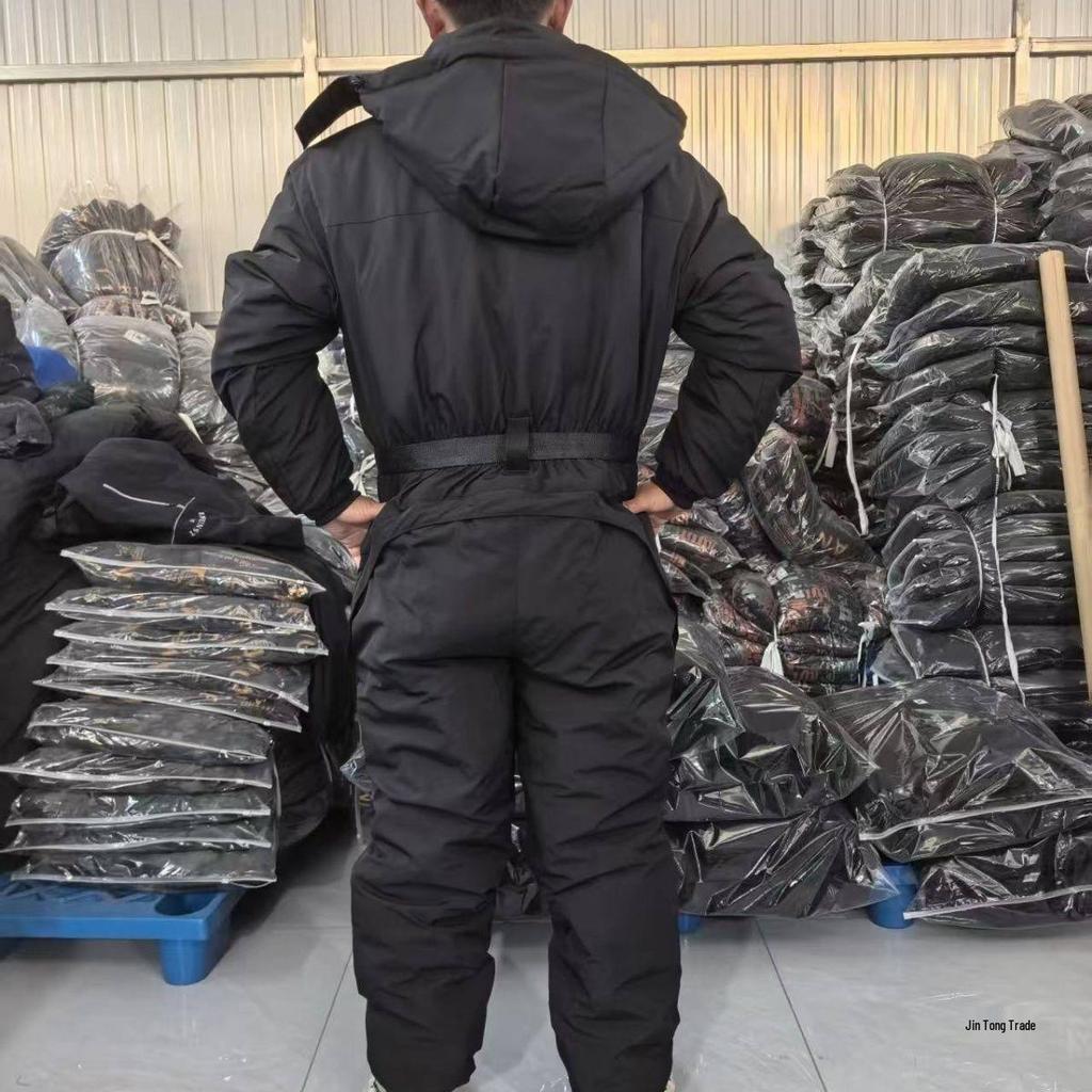 Macacão de Ciclismo e Esqui Impermeável de Inverno Espesso com Algodão Quente e Capa à Prova de Vento, Ideal para Armazenamento a Frio e Entrega.