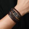 Amazon European and American cross-border retro metal rudder leather bracelet versatile woven 4-piece combination beaded hand jewelry