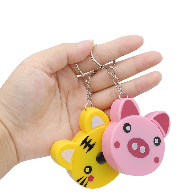 1.5m Keychain Mini Measuring Ruler Cute Panda Frog Piggy Automatic Stretch Ruler Sewing Measure Ruler Animal Tape Measure NEW