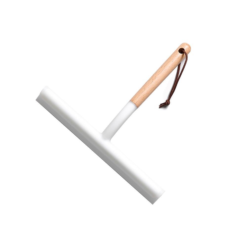 

Non-Scratch Kitchen Water Wiper with Lanyard Wooden Handle Window Mirror Squeegee Widen Soft Silicone Glass Cleaning Tool Sink