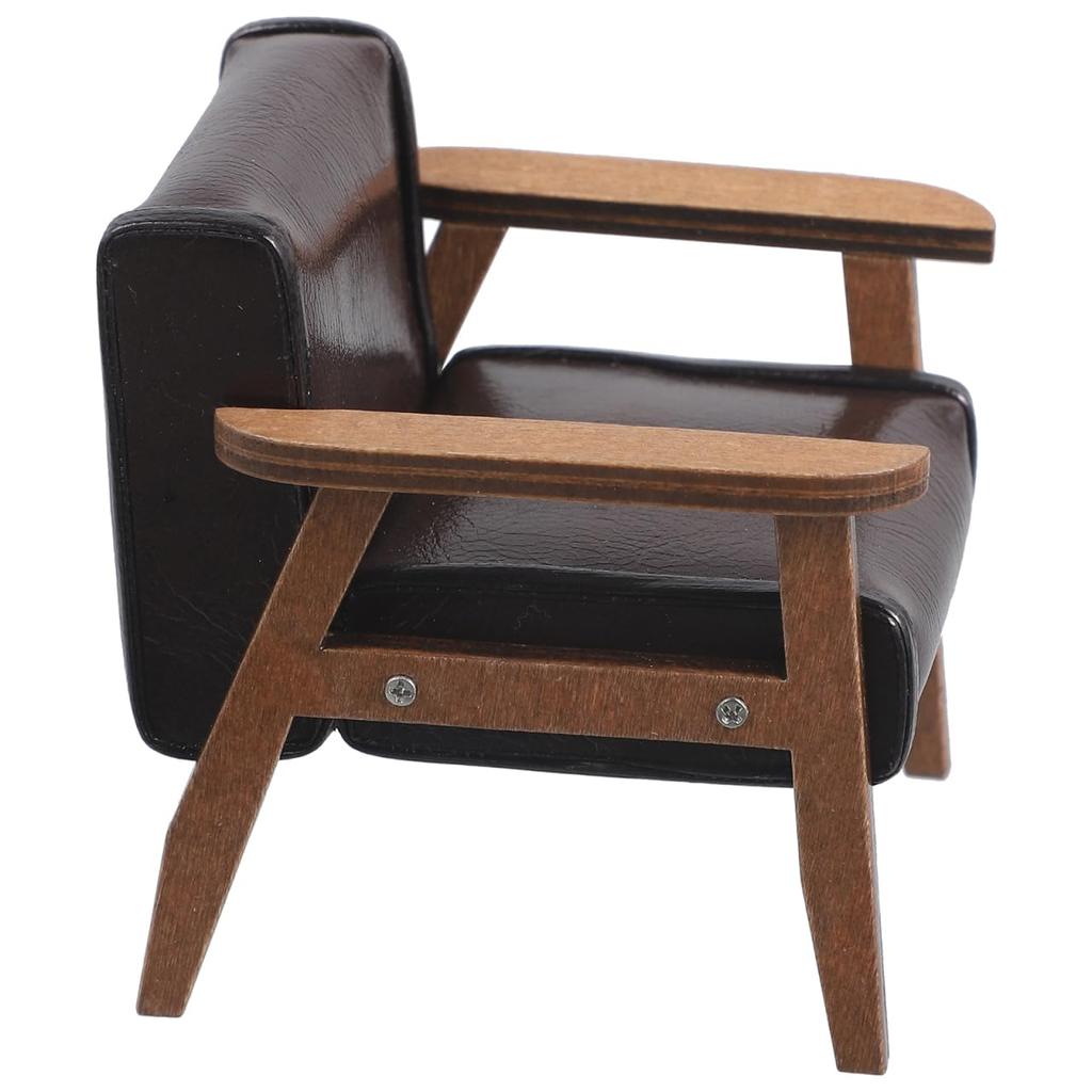 NOLITOY Mini Sofa Chair, Furniture, Miniature Chair, Model, 1:12 Scale, Figure, Dollhouse, Accessories, Small, Realistic, Brown