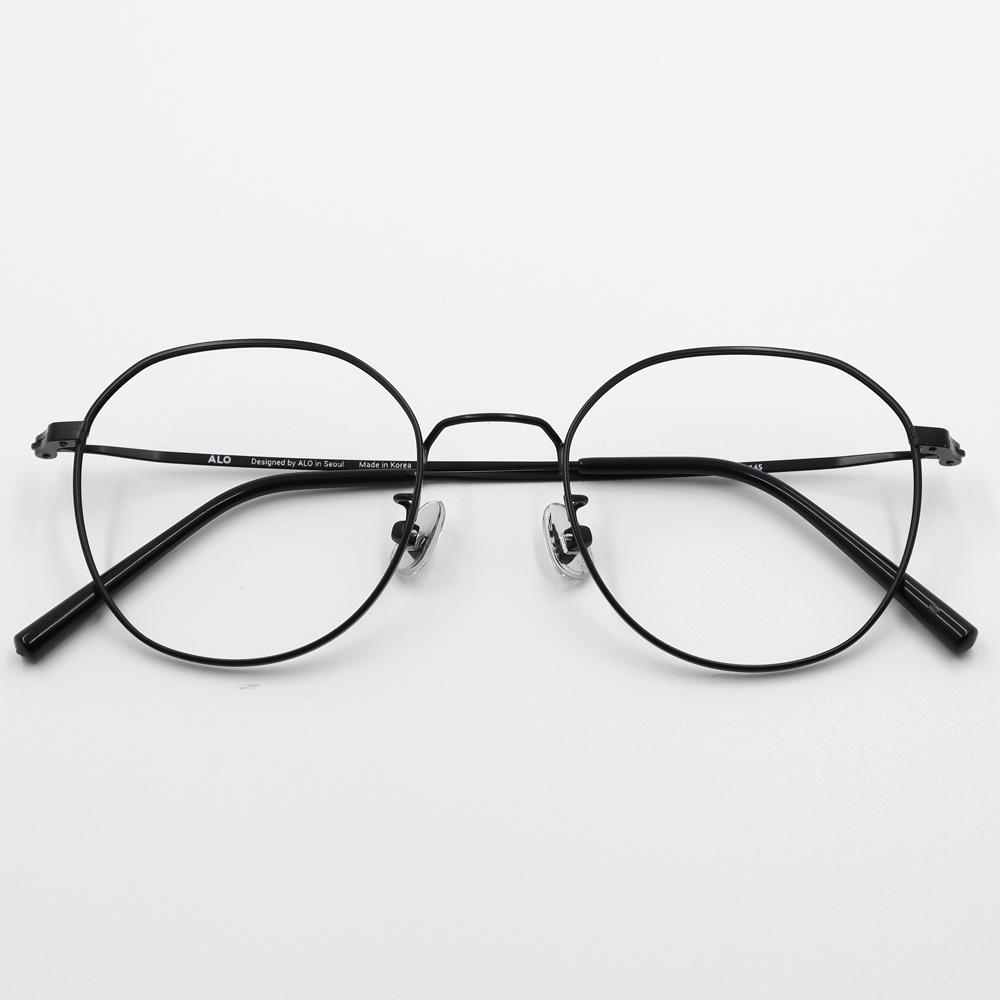 Alloaiweeo [Alo Basic] Al8203 0909M Mild Square Black Metal Glasses