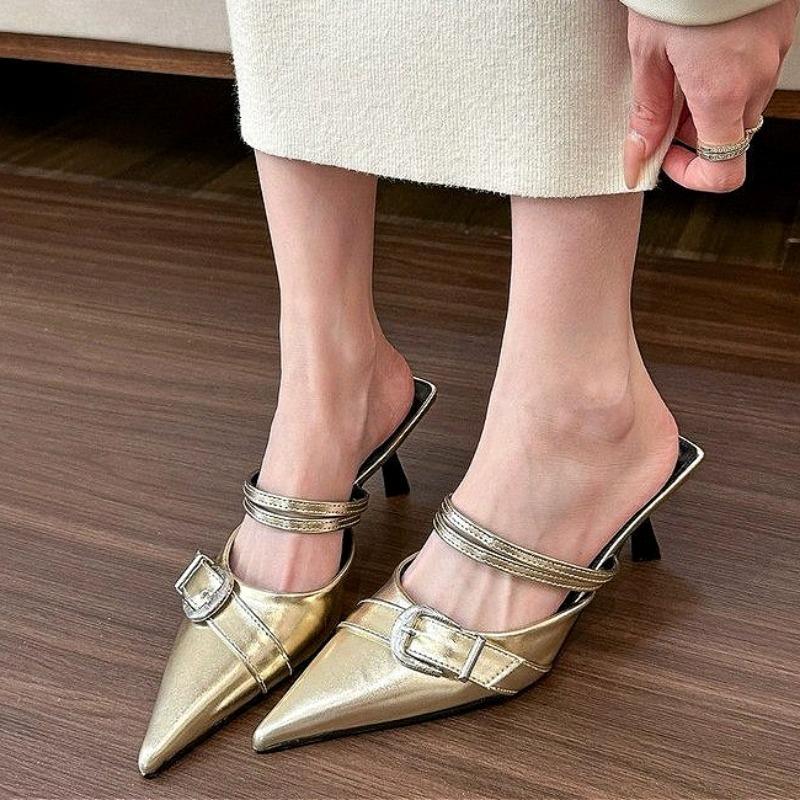 Fashion Pointed Toe High Heels Slippers Women Mules Shoes Summer Sandals Woman Flip Flops 2025 Elegant Dress Slides Party Pumps Mujer