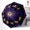 Zodiac Horoscope Astrology Wheel Decor Umbrella, Portable 3-Fold Compact Umbrella for Men & Women R127