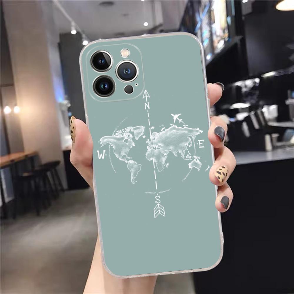 geography Travel fly Phone Case For iPhone 15 14 11 12 13 Mini Pro XS Max Cover 6 7 8 Plus X XR SE 2020 Funda Shell