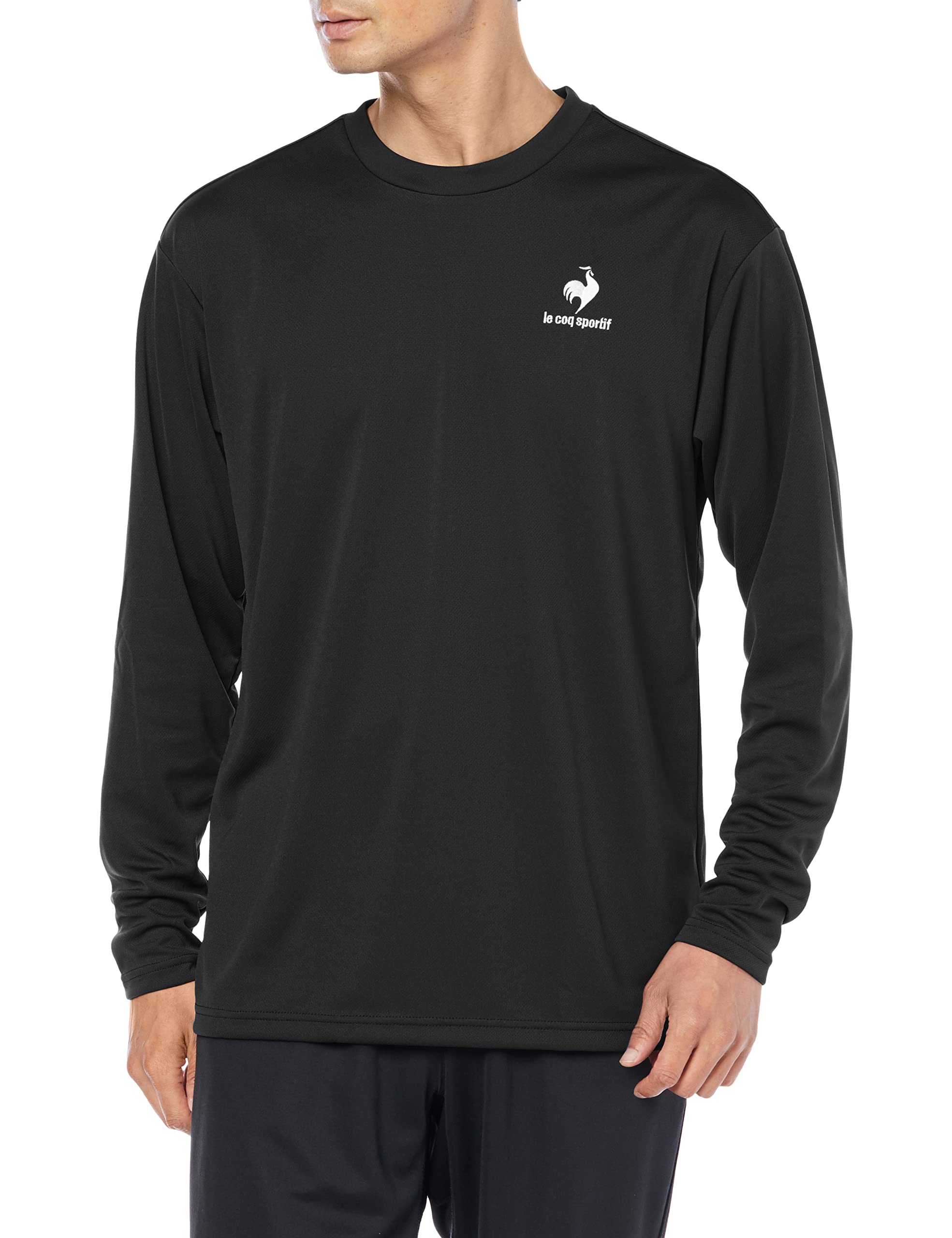 

Le Coq Sportif Long Sleeve Shirt for Training and UV UPF Black Size L Men s Running, Sweat-Wicking, Quick-Drying, Protection, 15, (QMMUJB30Z),