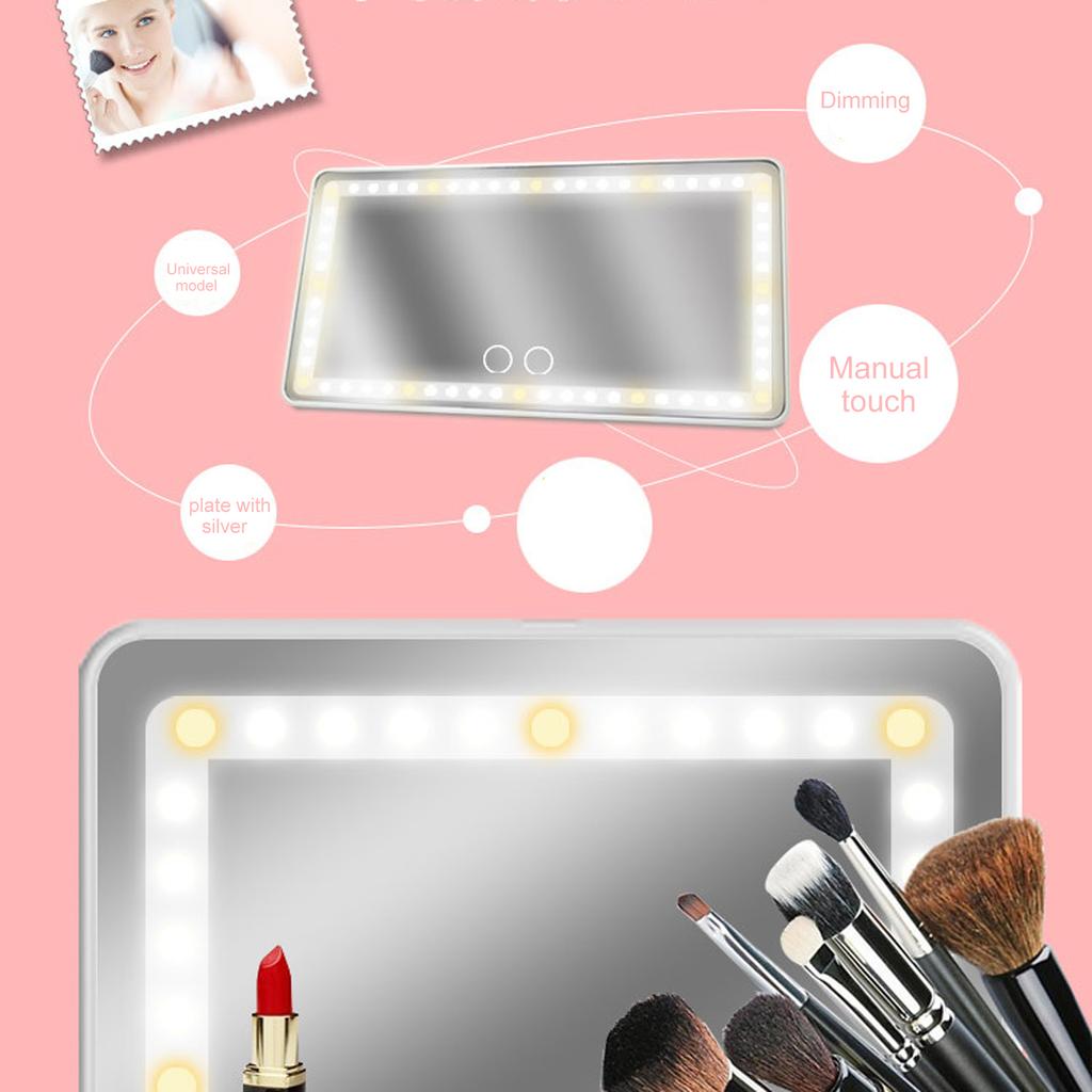 Auto-Kosmetikspiegel mit LED-Licht, Co-Pilot-Sonnenblende, Make-up-Lichtspiegel, dreifarbiges Licht, 1500 mAh