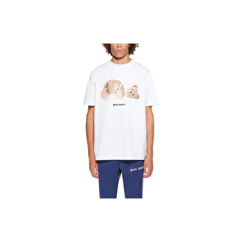 T-shirt a maniche corte con orso Palm Angels Bianca Uomo Top PMAA001R21JER0010160