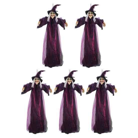 1/2/3/5Pcs Car Pendants Halloween Witch Outdoor Decorations with Lanyard Easy To Hang Ornament Hanging Haunted House Creep Prop