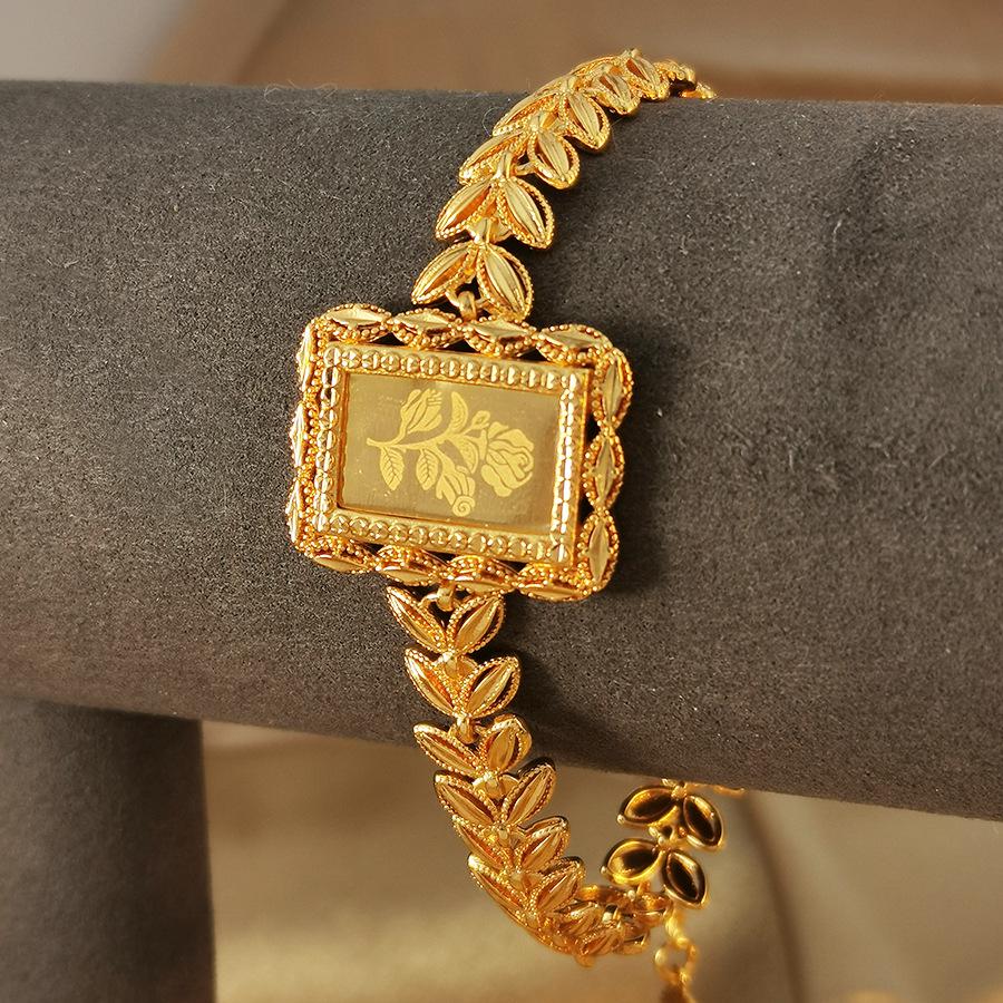 Imitation Gold Hollow Floral Leaf Watch Strap Wedding Accessories