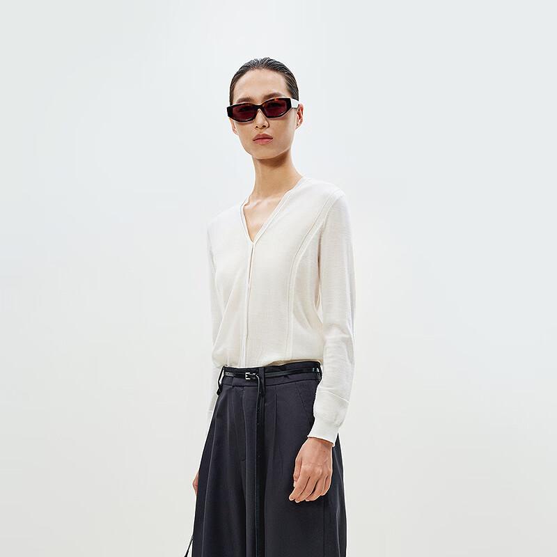 LESS 2025 Spring V-Neck Wool-Cashmere Cardigan