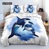 Marine Life Quilt Cover King Dimension Microfiber Blue Ocean Dolphin Turtle Design Single Size Bed Linen Package Hawaiian Vacation Style Quilt Cover