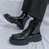 2026 New Style Leather Boots for Men British Style Black Casual Height-increasing Thick-soled High-top Leather Shoes for Men