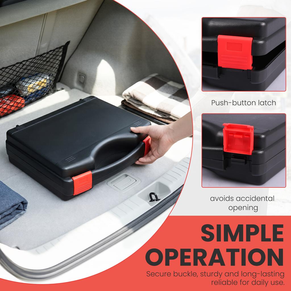 Small Hard Case Bag Portable Plastic Tool Storage Box with Dual Latch Shatterproof Hard Carrying Case for Household Workshop Car