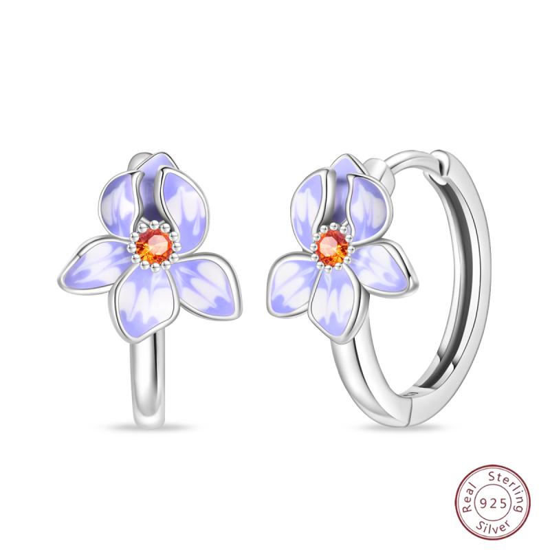 Sweet 925 Silver Ladybug Butterfly Dragonfly Iris Flower Design Earrings Fit Wedding Parties Exquisite Jewelry