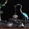 Zinc Zinc Alloy Craft Lotus Crane Hanging Furnace Handmade Antique Hanging Incense Tray  Office