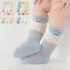 3 Pairs Class A Combed Cotton Baby Mesh Socks, Seamless Loose Cuff Thin Hollow Breathable Mid-Calf Socks Cute Cartoon Toddler Socks for 0-5 Years
