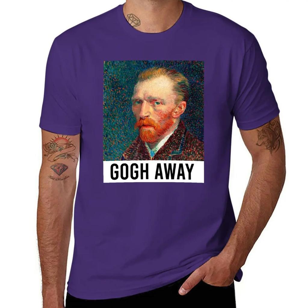 Gogh Away Lustiges Van Gogh Wortspiel T-Shirt Hippie Kleidung Anime Herren Trainingsshirt