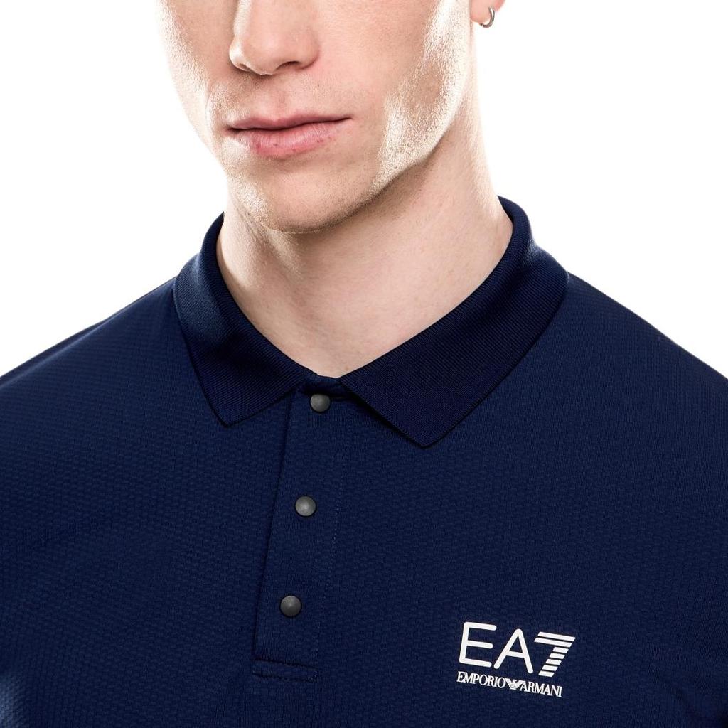 Emporio Armani Solid Logo Letter Print Button Pullover Short Sleeve Polo Shirt Men Polo Shirts Navy-Blue 7M000168-AF13755-UB107