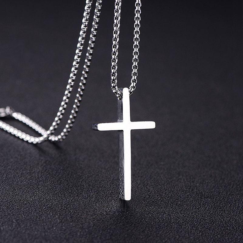 Nytt Korshalsband i Rostfritt Stål för Män Kvinnor Minimalistiskt Manlig Kvinnlig Halsband Chokers Silverfärg white