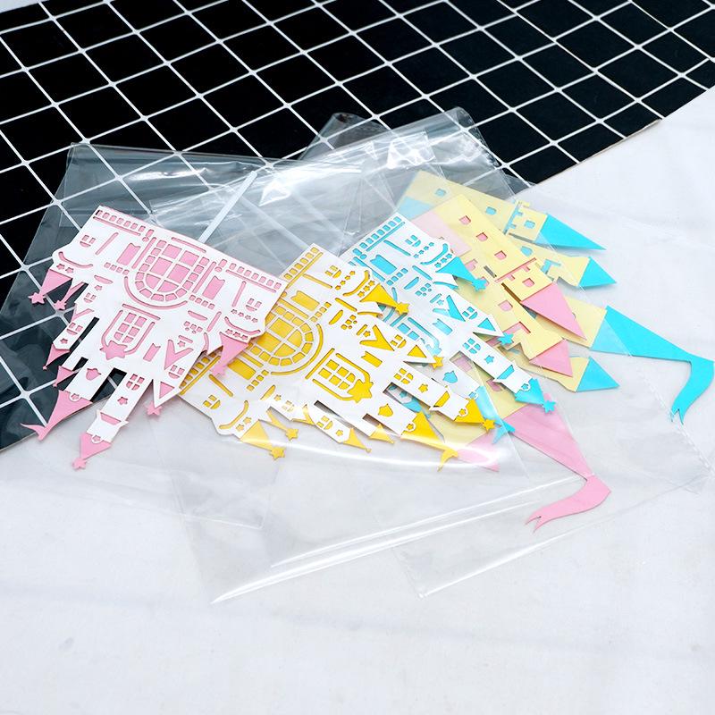 Birthday Baby Cake Decoration: Castle Insert Cards in Blue and Pink