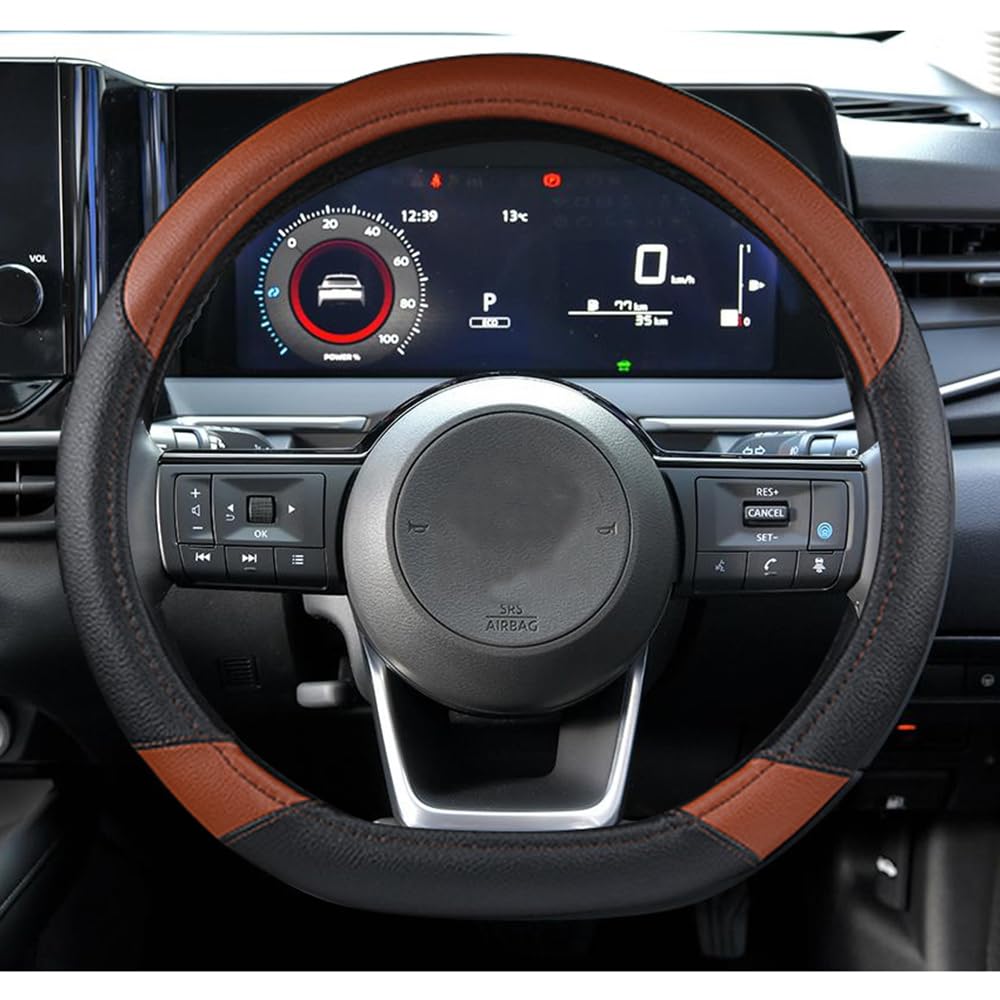 

LEXLEYS Genuine Leather Steering Wheel Custom Design for Nissan New Note E13 Series New Serena CA28 T33 and Kicks P15 by Stain and Scratch Protection