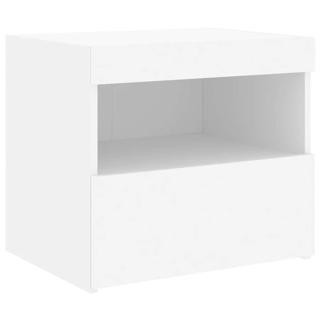 Vidaxl Szafka Nocna Z Oświetleniem Led, Biała, 50X40X45 Cm