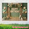2D Sage Green Gold Birthday Backdrop for Men & Women Rustic Party Decor