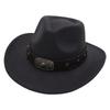 Gekreuztes Stierkopf-Abzeichen Zylinderhut Westlicher Cowboyhut Britischer Jazzhut Nationaler Stil Filzhut Ritterhut Elegant