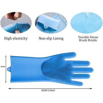 Zwei-in-Eins Silikon-Hitzebeständige Handschuhe mit hochdichtem Zahndesign, geeignet für Küchen, Badezimmer, Autos und Katzen und