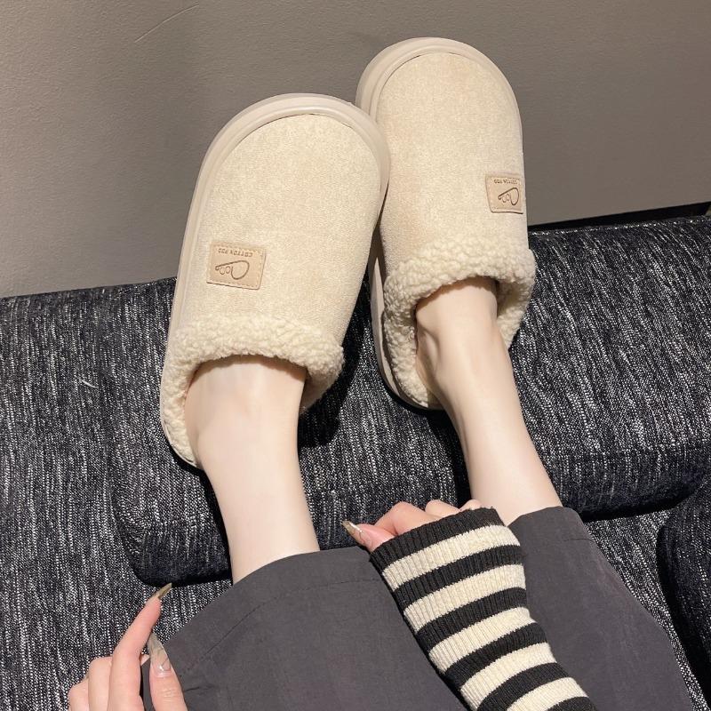 New large size cotton slippers women's winter velvet warm home cotton shoes non-slip cotton slippers