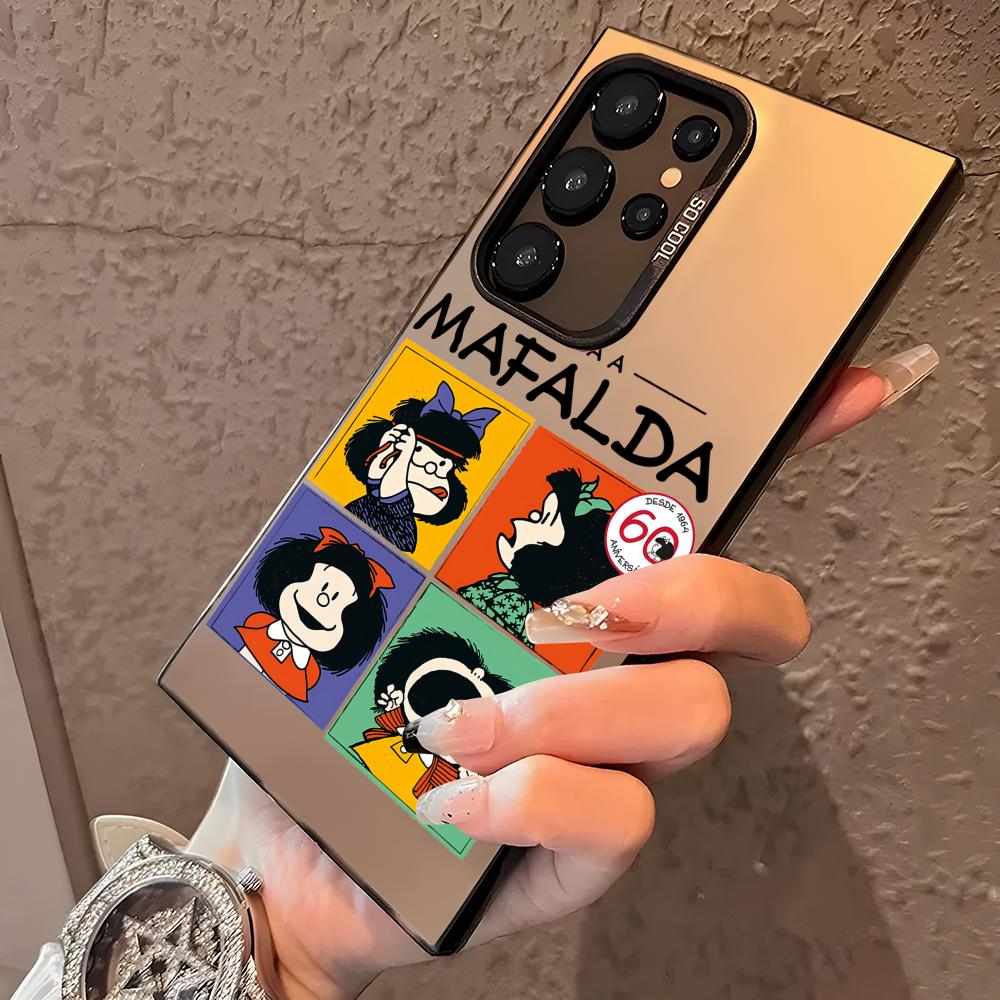 Cartoon M-MAFALDA Cute Phone Case For Samsung Galaxy S25 Edge S24 S23 S22 S21 S20 Ultra Funda Silicone Silver Cover