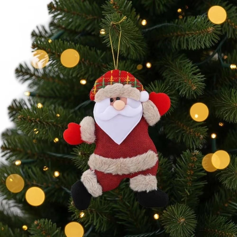 4pcs Elk Christmas Doll Pendant Snowman Christmas Tree Ornament Plush Christmas Doll Fireplace