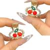 2Pcs Cherry Hairpin Small Side Claw Clip Sparkling Rhinestones Accent Zinc Hairpin For Women Girls Party Daily Use