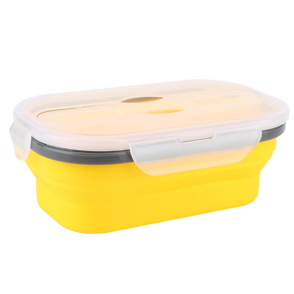 

800ml Portable Silicone Folding Lunch Box Bento Boxes Food Container for Outdoor Travel Picnic жёлтый