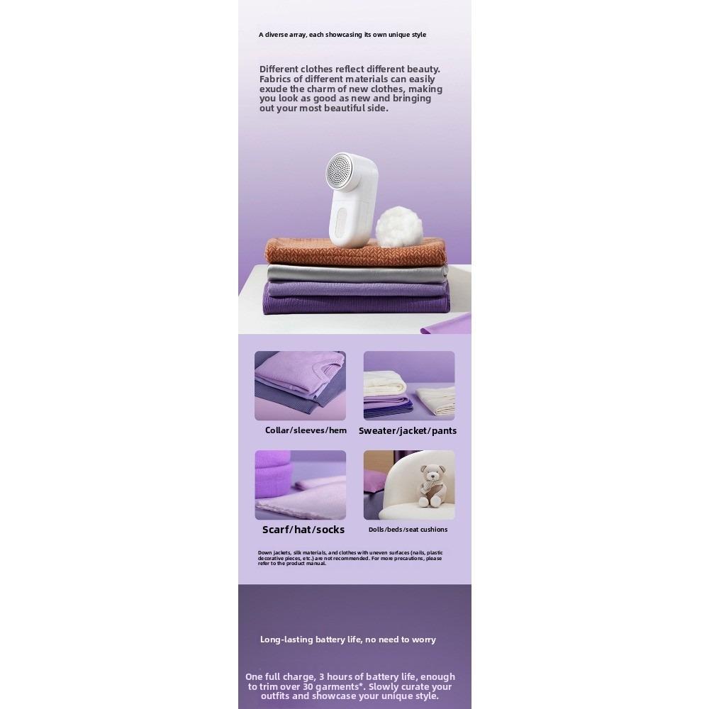 Xiaomi Mijia Hair Ball Trimmer, Rechargeable Lint Remover, Portable Fabric Shaver for Clothes Sweater, Efficient Fuzz & Lint Removal