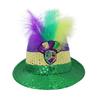 Mardi Gras Sequin Hat Gold Green Feather Head Hoop Headband Top Hat Costume Accessories Party Dress Decor Christmas Party Cap