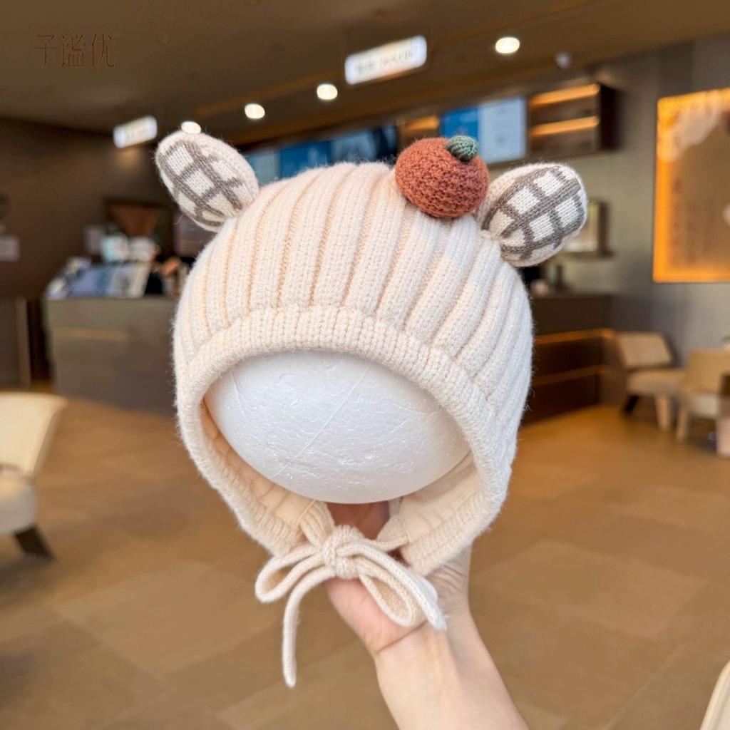 Knitted wool winter going out hat ear protection baby hat infant hat foreign style autumn and winter thickening baby warm