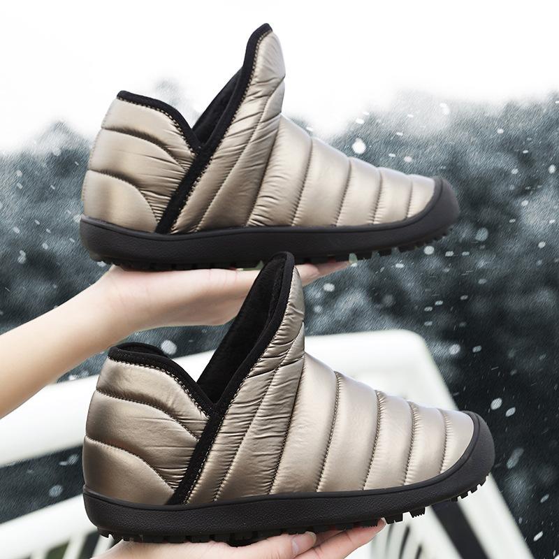 Botas de nieve de terciopelo para mujer, zapatos informales de lona, cálidos, impermeables, de algodón, de caña alta, gruesos, antideslizantes, para invierno