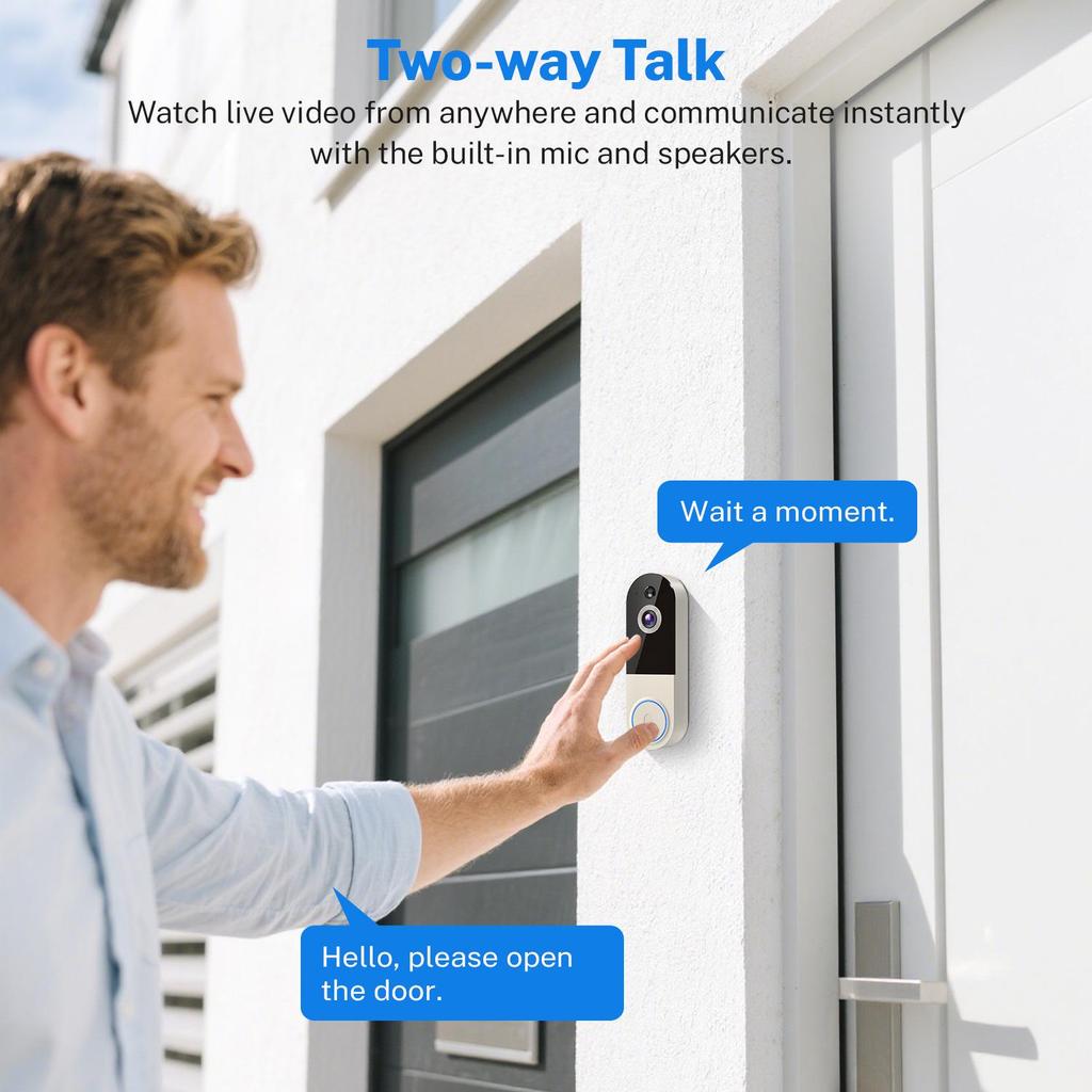 Intelligente kabellose visuelle Türklingel mit Fernüberwachung, HD-Nachtsicht und Schnappschussfunktion