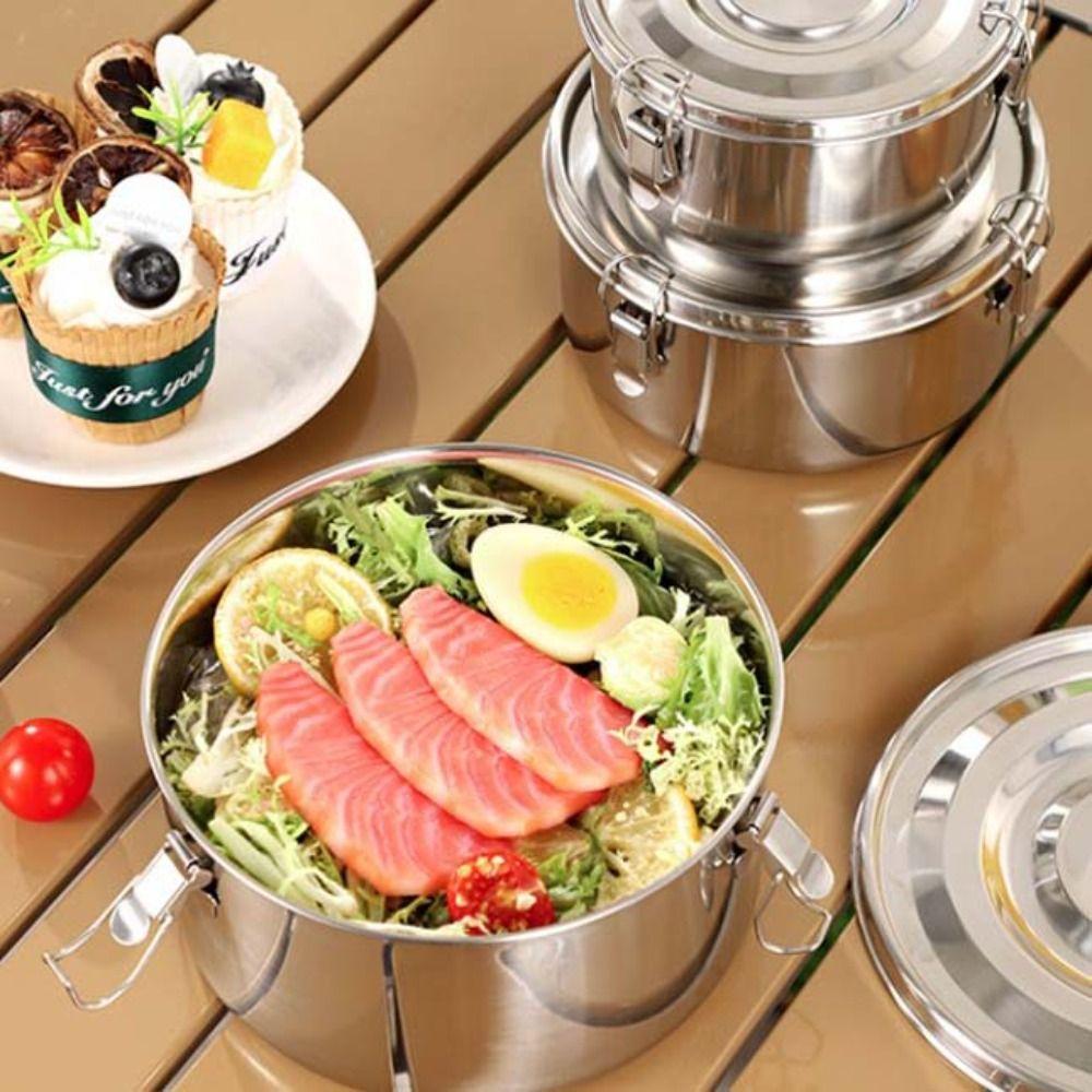 Round Korean Lunch Box with Buckle Lunch Container Kitchen Supplies Food Storage Box  Refrigerator