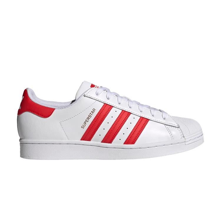 Adidas Superstar Weiß Lebhaftes Rot Unisex Sneaker Wolkenweiß Gold-Metallic H68094