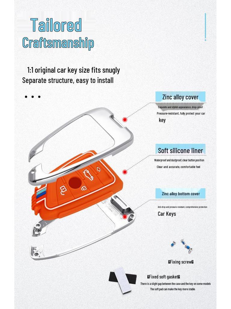 Compatible Key Case for BMW 2021: 3, 5, 7 Series, X1, X3, X4, X5, X7, 525Li, and Ix Models