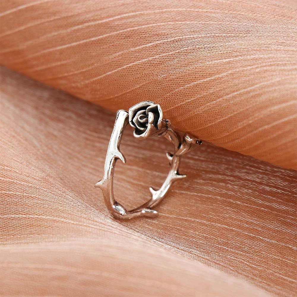 

Accessories Gold Color Rose Shaped Thorns Rose Party Jewelry Couple Rings Korean Style Rose Rings